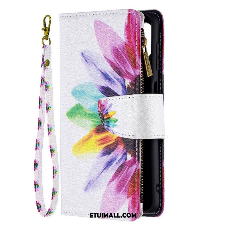 Etui Folio do Samsung Galaxy M32 Kieszonka Zapinana Na Zamek W Kwiaty