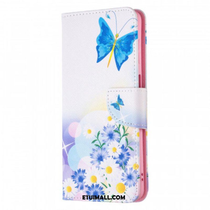 Etui Folio do Samsung Galaxy M52 5G Motyl I Kwiaty