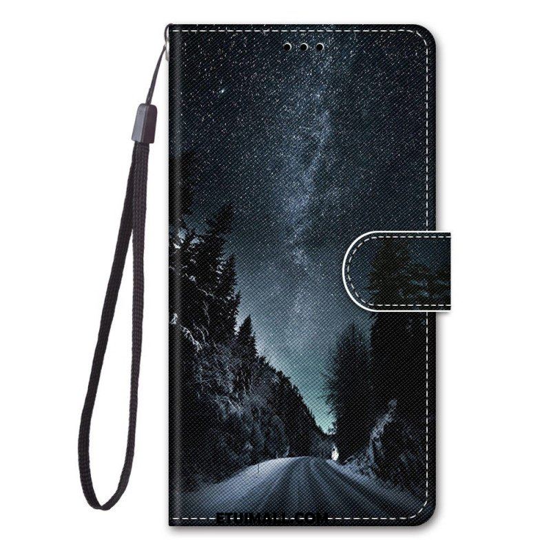 Etui Folio do Samsung Galaxy M53 5G z Łańcuch Krajobraz Smyczy