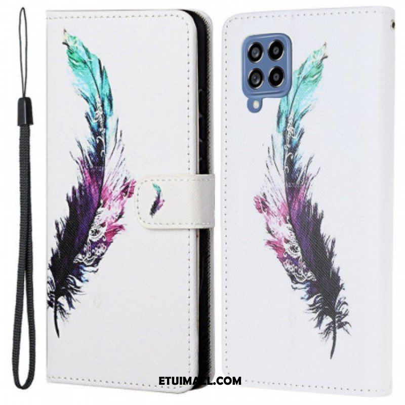 Etui Folio do Samsung Galaxy M53 5G z Łańcuch Pióro Z Smyczą