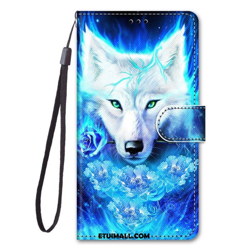 Etui Folio do Samsung Galaxy M53 5G z Łańcuch Smycz Wilk