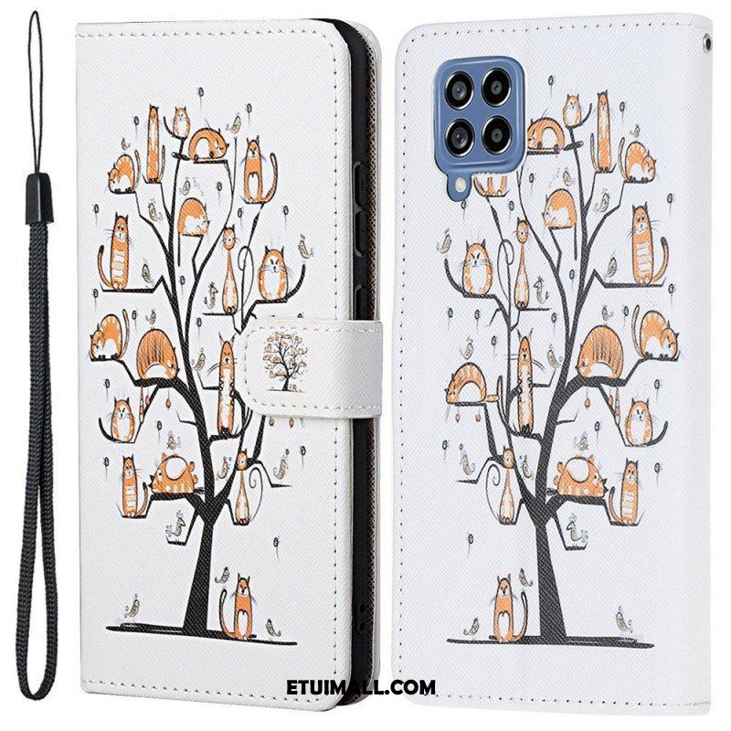 Etui Folio do Samsung Galaxy M53 5G z Łańcuch Stringi Koty