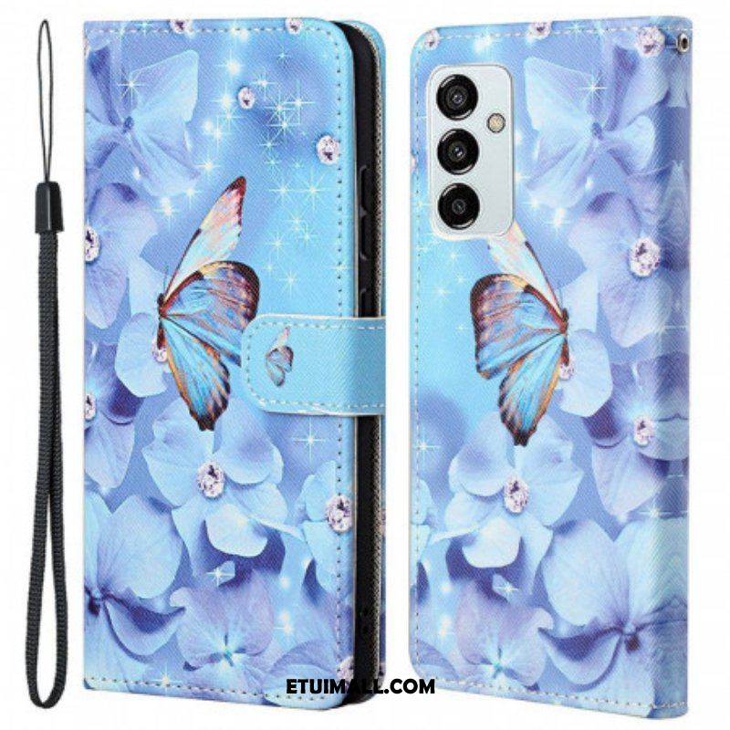 Etui Folio do Samsung Galaxy M53 5G z Łańcuch Stringi Motyle