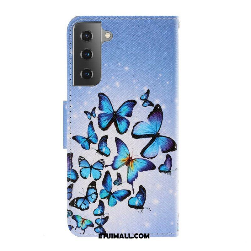 Etui Folio do Samsung Galaxy S21 5G z Łańcuch Motyle Wariacje Paska