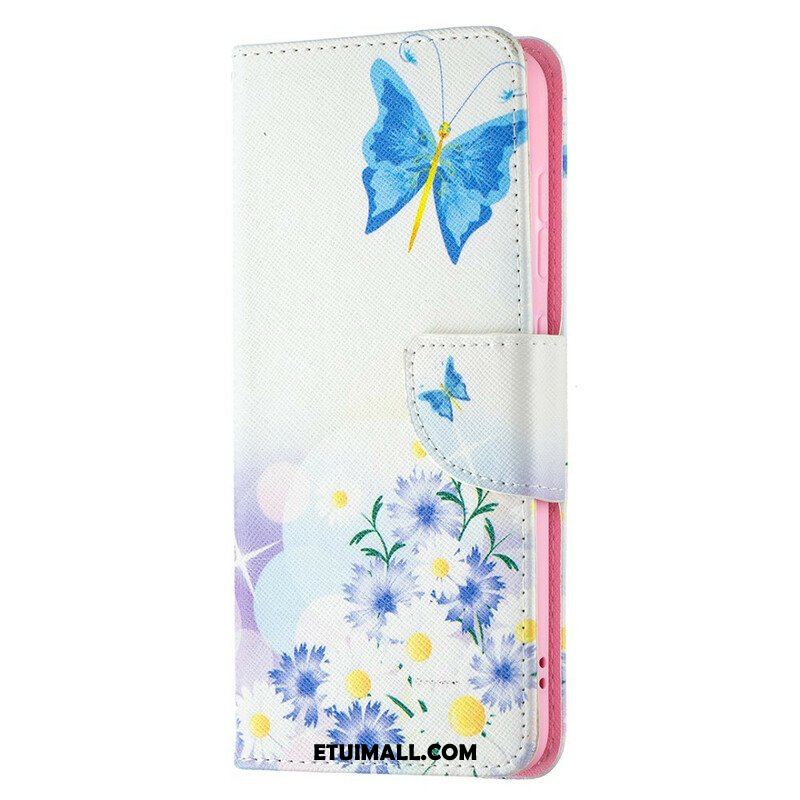 Etui Folio do Samsung Galaxy S21 FE Malowane Motyle I Kwiaty