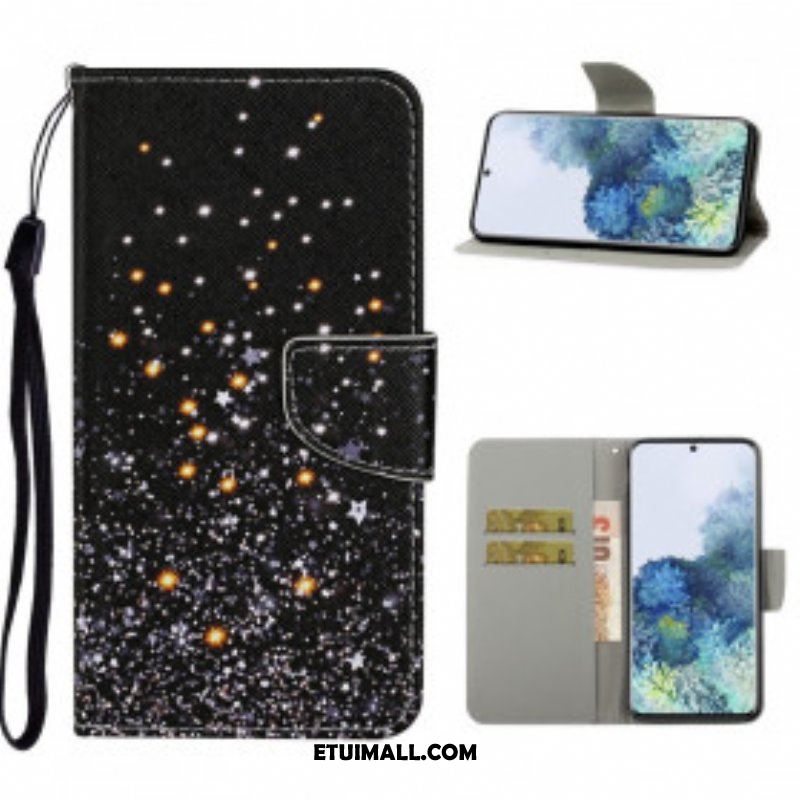 Etui Folio do Samsung Galaxy S21 Ultra 5G Gwiazdy I Cekiny Ze Smyczą