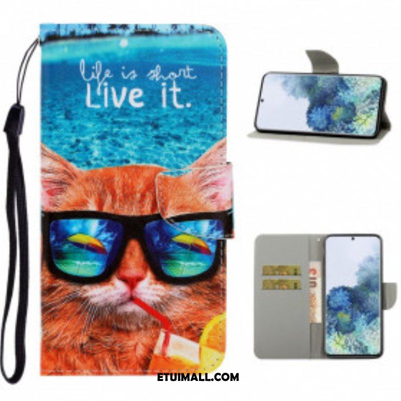 Etui Folio do Samsung Galaxy S21 Ultra 5G z Łańcuch Cat Live It Strappy