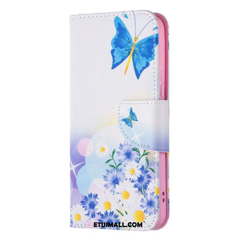 Etui Folio do Samsung Galaxy S22 5G Malowane Motyle I Kwiaty