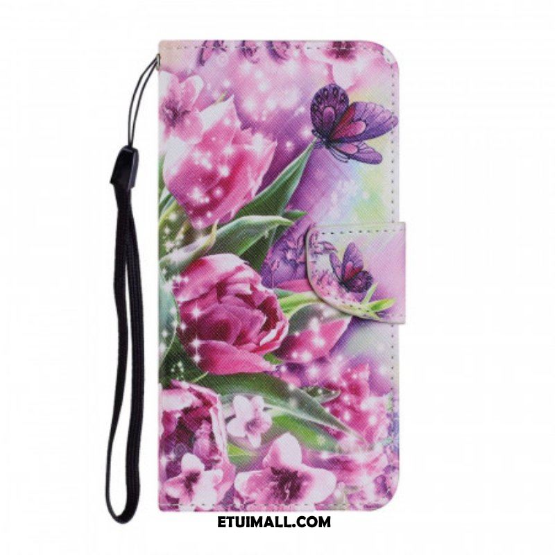 Etui Folio do Samsung Galaxy S22 Ultra 5G Motyle I Tulipany