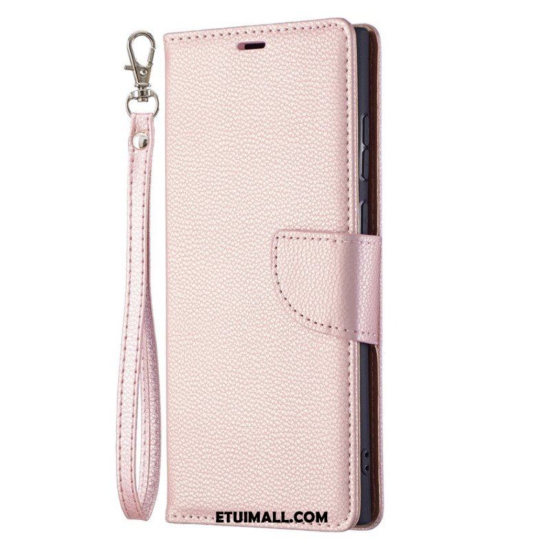 Etui Folio do Samsung Galaxy S22 Ultra 5G Skórzany Futerał Liczi Rabat Ukośne