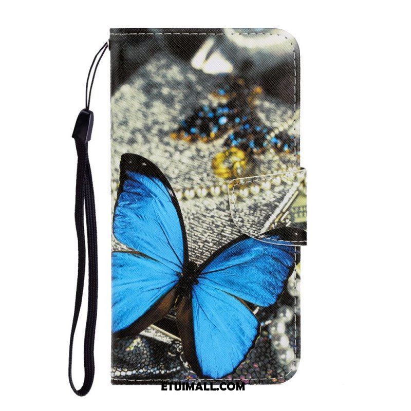 Etui Folio do Samsung Galaxy S22 Ultra 5G z Łańcuch Motyle Wariacje Paska
