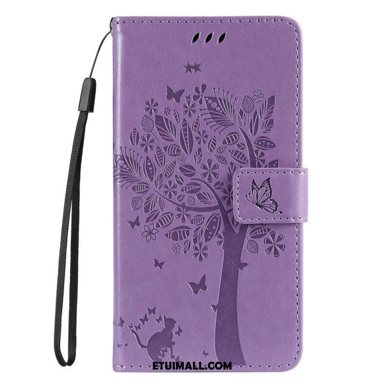 Etui Folio do Samsung Galaxy S23 5G Drapak Dla Kota Ze Smyczą