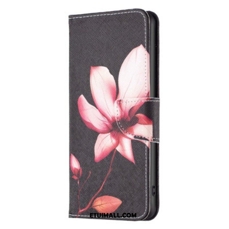 Etui Folio do Samsung Galaxy S23 5G Kwiat Na Czarnym Tle