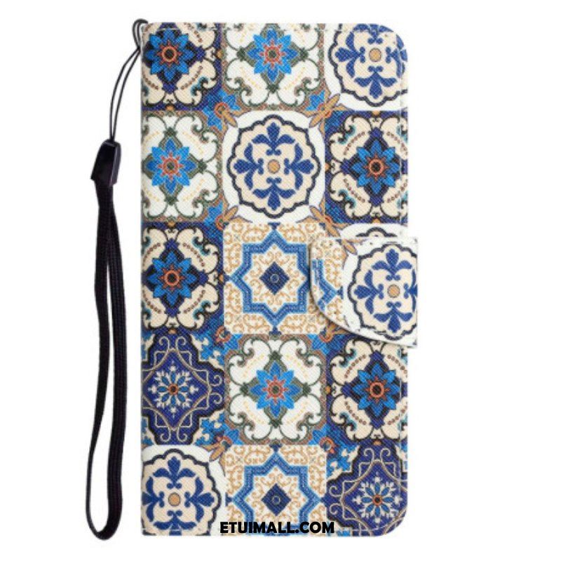 Etui Folio do Samsung Galaxy S23 Plus 5G z Łańcuch Pasiasty Patchwork