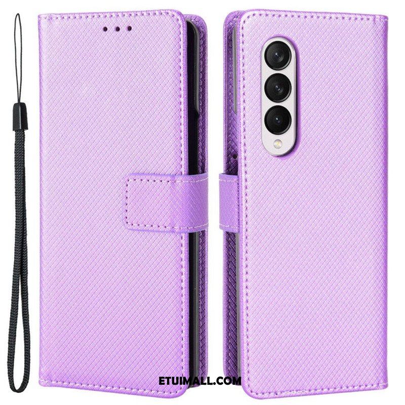 Etui Folio do Samsung Galaxy Z Fold 4 z Łańcuch Diamentowy Pasek