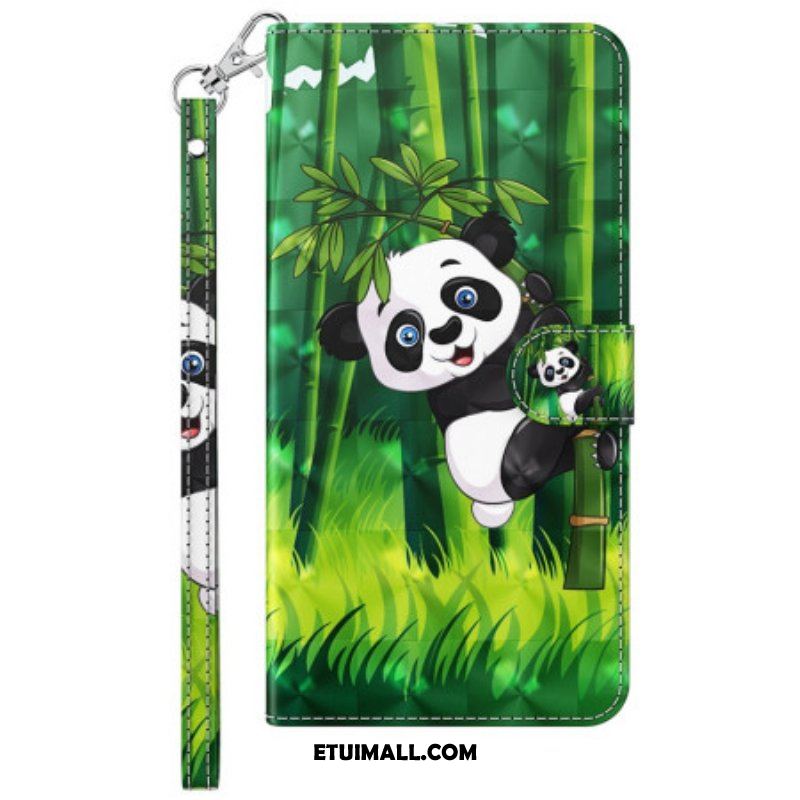 Etui Folio do Sony Xperia 5 IV z Łańcuch Bambusowa Panda Ze Smyczą