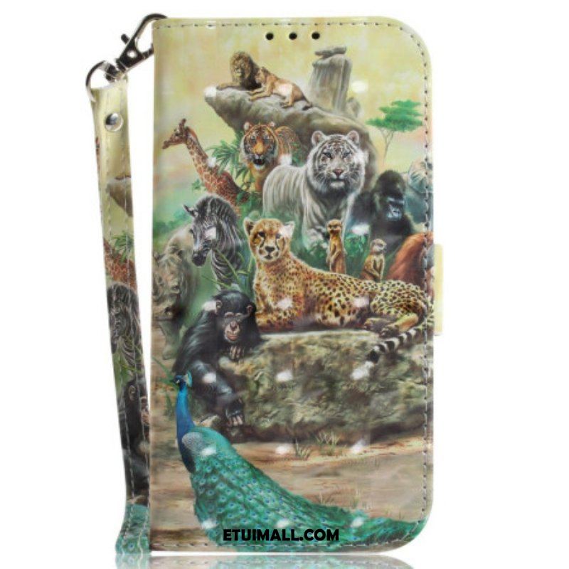 Etui Folio do Xiaomi 12 / 12X z Łańcuch Stringi Safari Animals