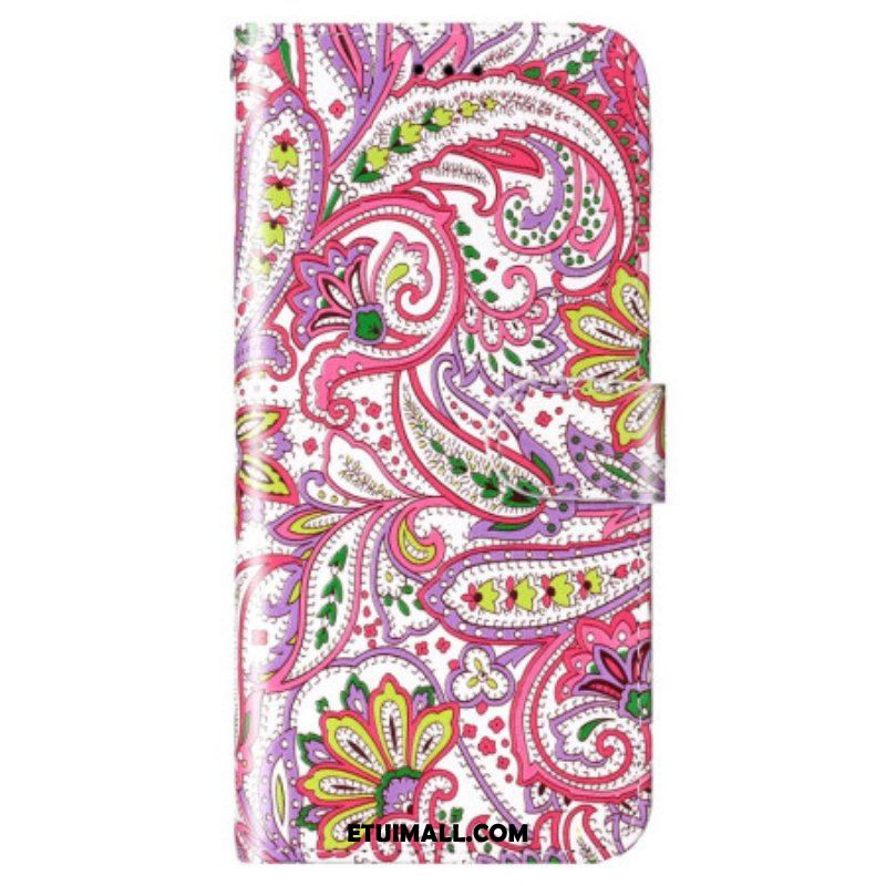 Etui Folio do Xiaomi 12 Lite z Łańcuch Pasiasty Wzór Paisley