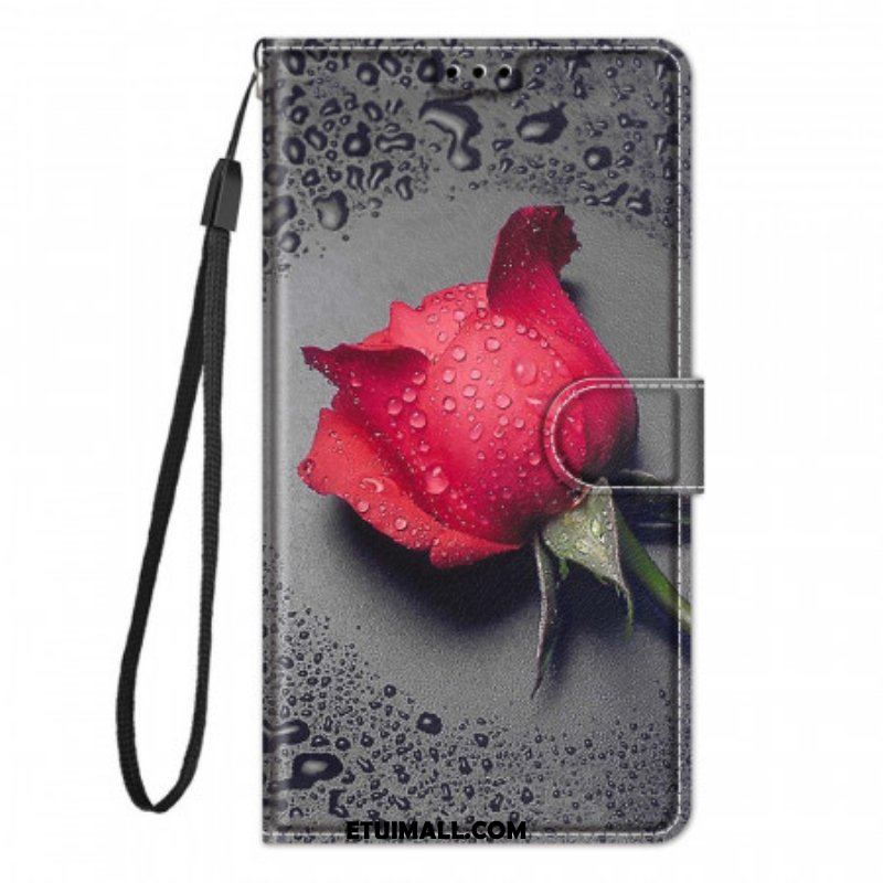 Etui Folio do Xiaomi Redmi Note 10 Pro Róże Z Smyczą