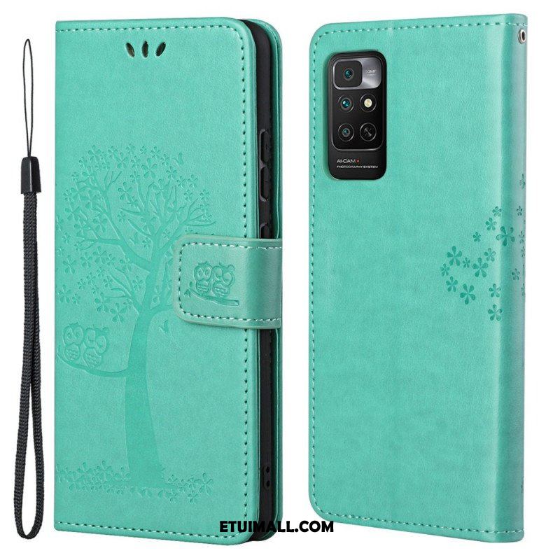 Etui Folio do Xiaomi Redmi Note 11 / 11S z Łańcuch Drzewo Stringów I Sowy