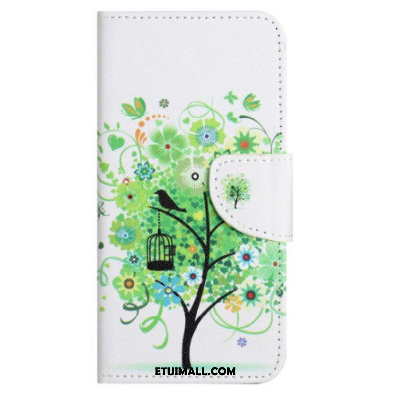 Etui Folio do Xiaomi Redmi Note 12 4G Drzewo Z Zielonymi Liśćmi
