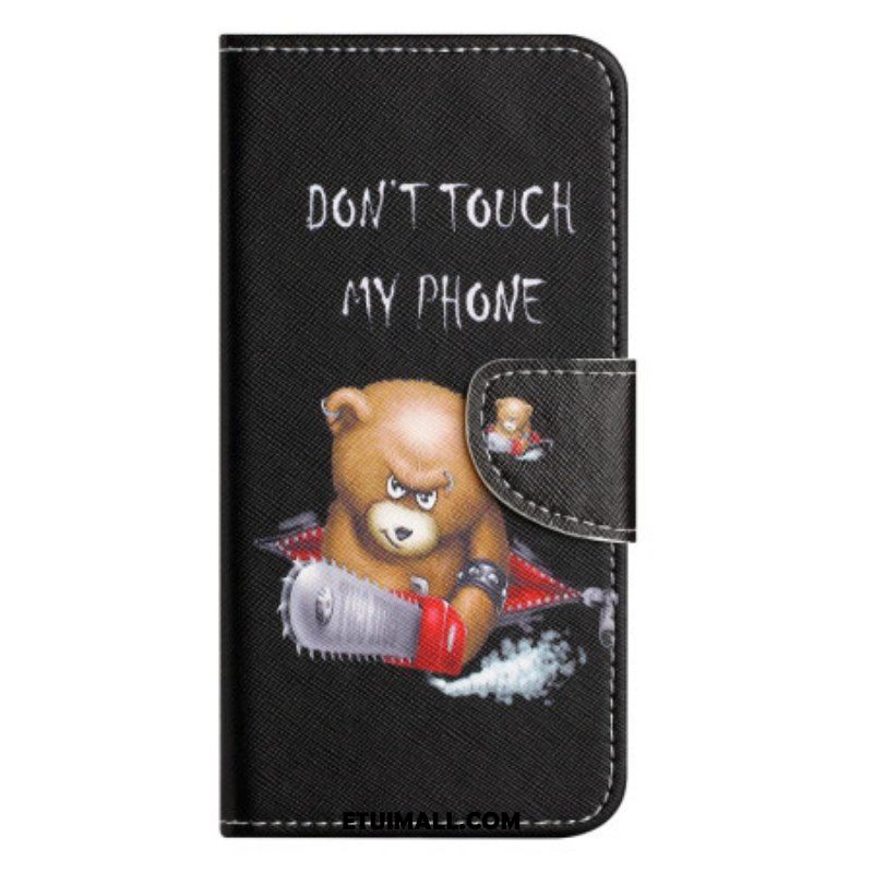 Etui Folio do Xiaomi Redmi Note 12 5G z Łańcuch Niebezpieczny Miś Stringi