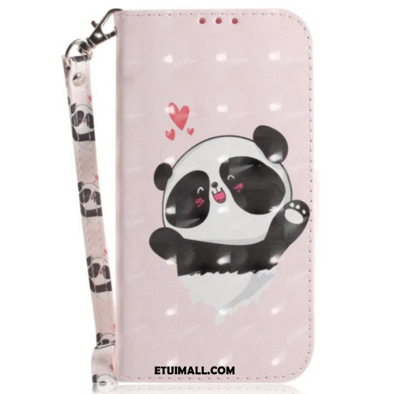 Etui Folio do Xiaomi Redmi Note 12 5G z Łańcuch Panda Love Ze Smyczą