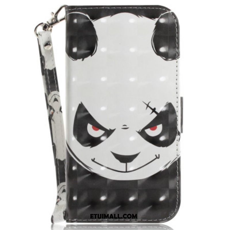 Etui Folio do Xiaomi Redmi Note 12 5G z Łańcuch Wściekła Panda Ze Smyczą