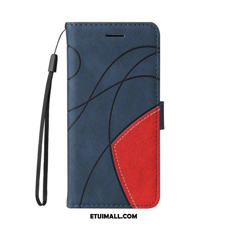 Etui Folio do iPhone 13 Mini Dwukolorowa Sygnowana Sztuczna Skóra