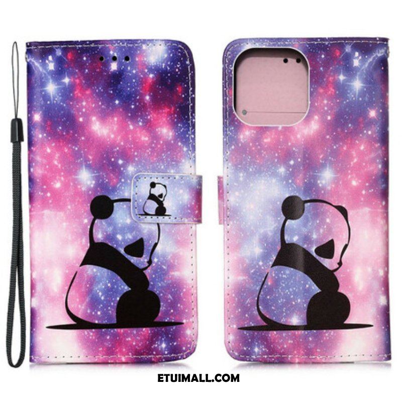 Etui Folio do iPhone 13 Mini Galaktyka Pandy