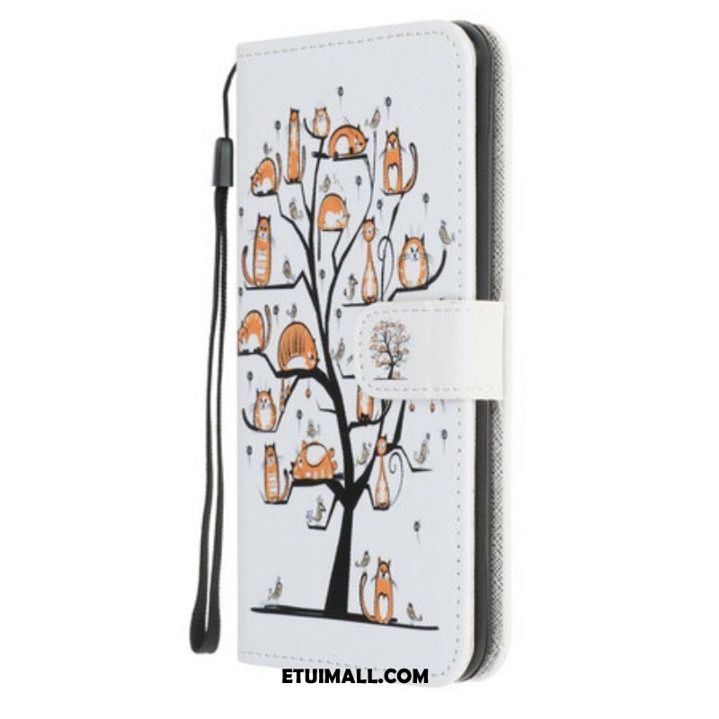 Etui Folio do iPhone 13 Mini z Łańcuch Funky Koty Z Paskiem