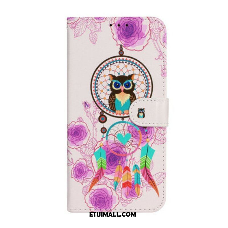 Etui Folio do iPhone 13 Mini z Łańcuch Mandala W Paski Z Sową