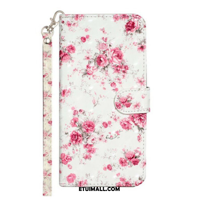 Etui Folio do iPhone 13 Pro Max z Łańcuch Pasek Light Spot Flowers