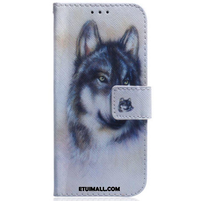 Etui Folio do iPhone 15 Akwarela Wilk