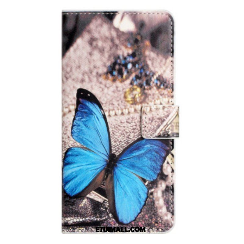 Etui Folio do iPhone 15 Niebieski Motyl