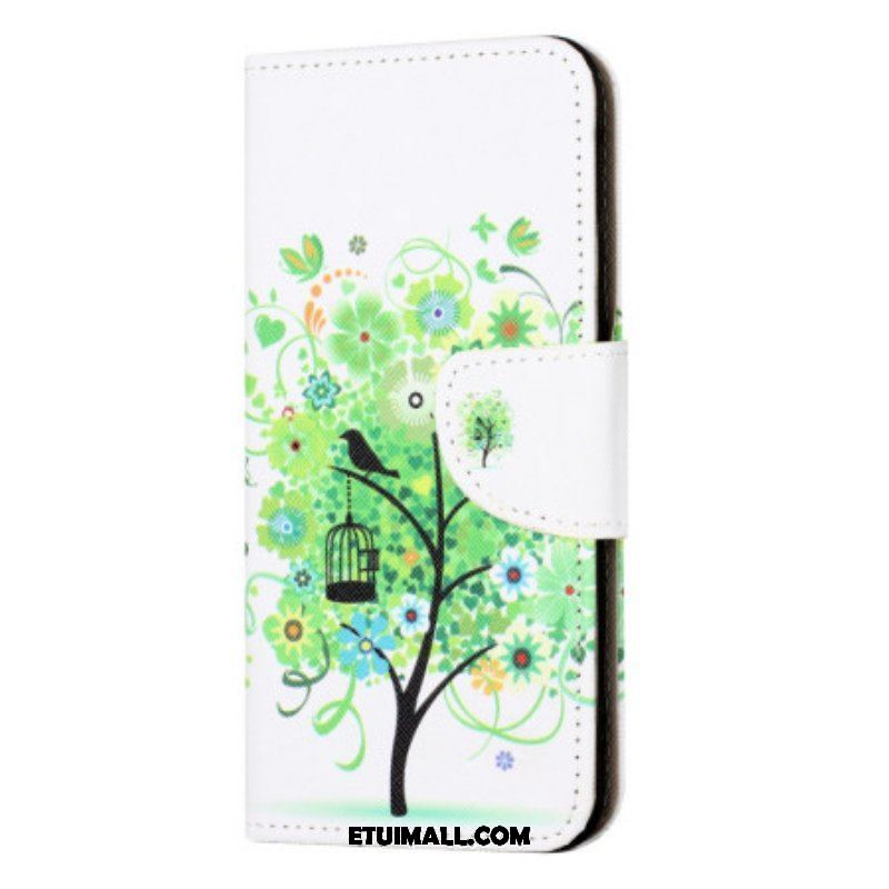 Etui Folio do iPhone 15 Plus Drzewo Z Zielonymi Liśćmi