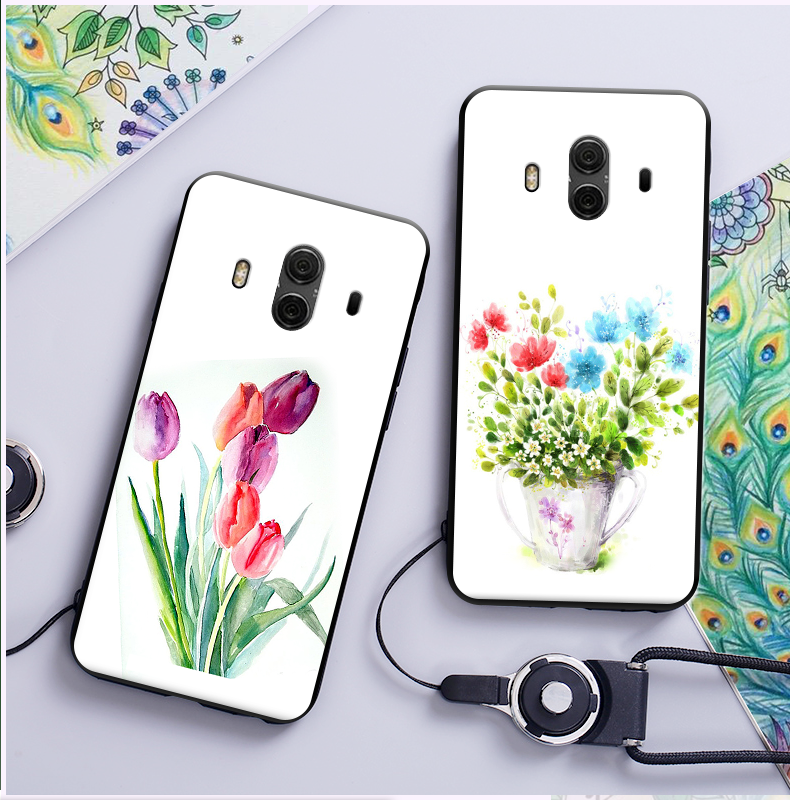 Etui Huawei Mate 10 Telefon Komórkowy Biały Anti-fall Relief Nubuku Pokrowce Online