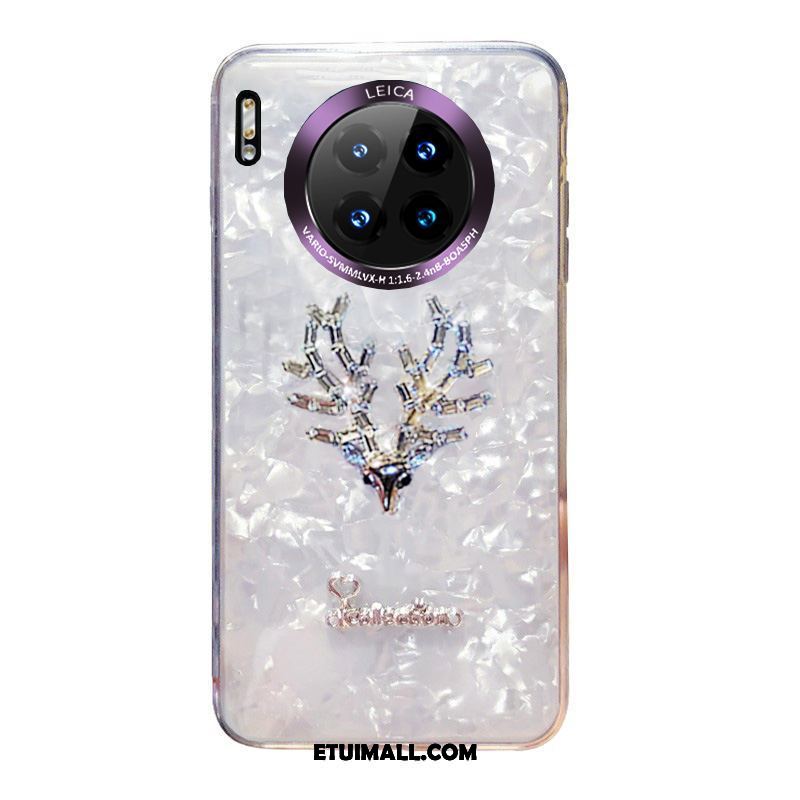 Etui Huawei Mate 30 Pro Miękki Wiszące Ozdoby Osobowość Rhinestone Biały Futerał Sklep