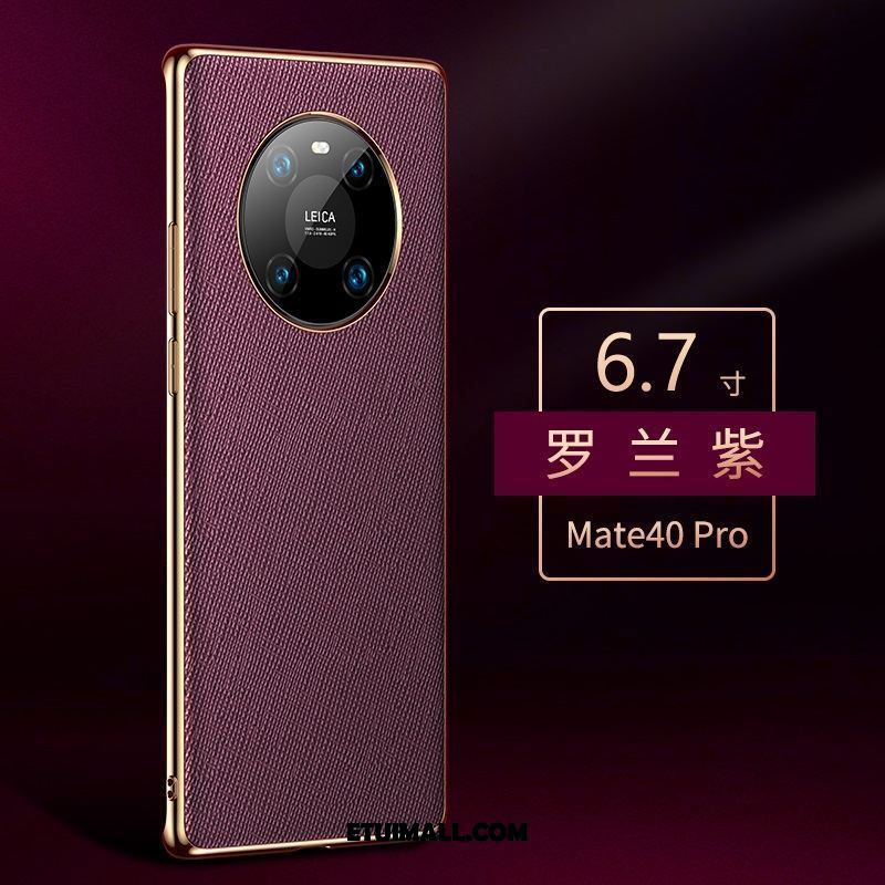 Etui Huawei Mate 40 Pro Prawdziwa Skóra Purpurowy Wysoki Koniec Ochraniacz Anti-fall Pokrowce Sprzedam