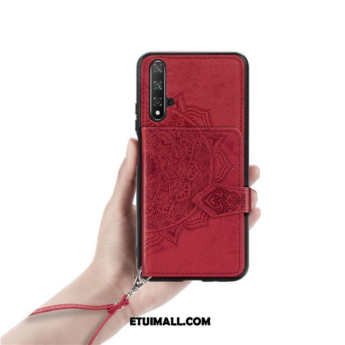 Etui Huawei Nova 5t Płótno Portfel Czerwony Telefon Komórkowy Karta Pokrowce Kup