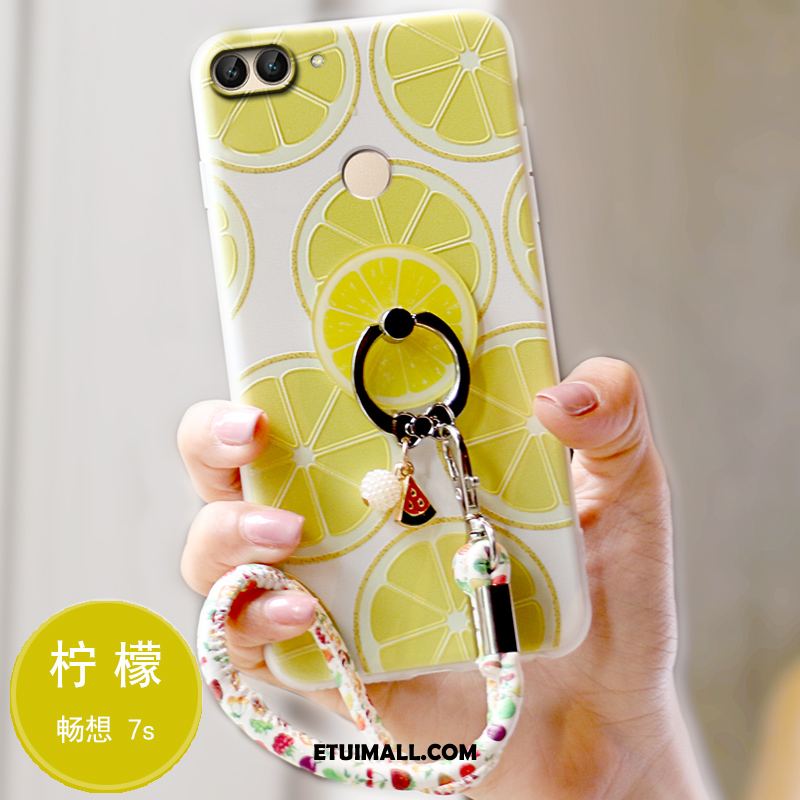 Etui Huawei P Smart All Inclusive Silikonowe Miękki Ring Żółty Pokrowce Na Sprzedaż