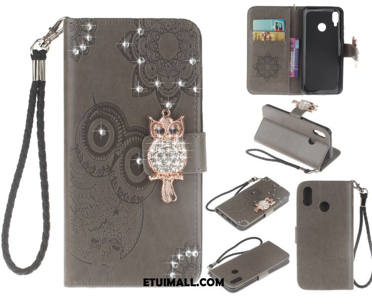 Etui Huawei P20 Lite Skórzany Futerał Rhinestone Wiszące Ozdoby Ochraniacz Kotek Pokrowce Oferta