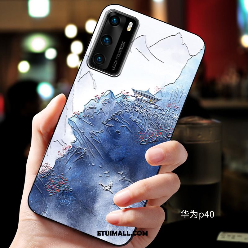 Etui Huawei P40 Ochraniacz Relief Telefon Komórkowy Miękki Niebieski Pokrowce Sklep