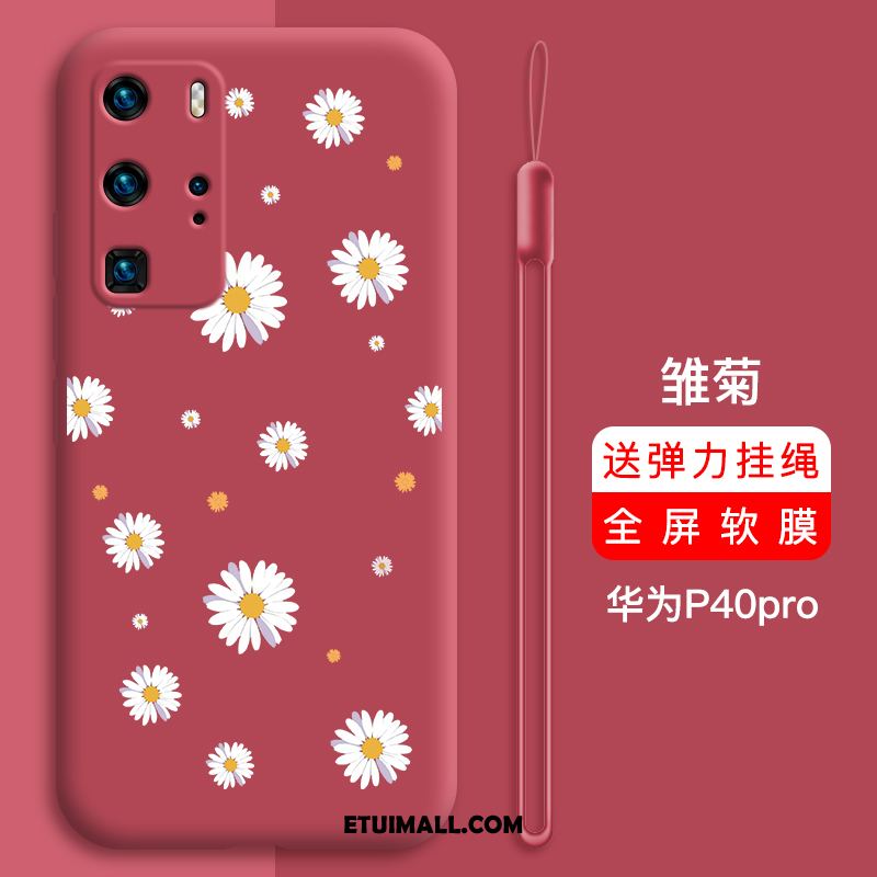 Etui Huawei P40 Pro Czerwony Netto Cienkie Piękny Anti-fall Obrzeża Obudowa Sklep