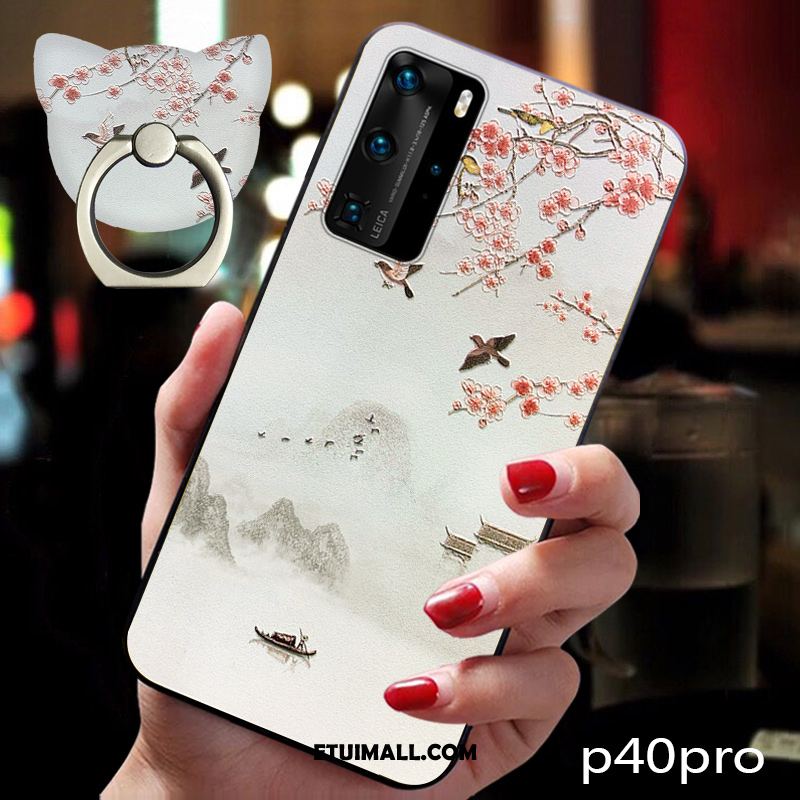 Etui Huawei P40 Pro Różowe Silikonowe Vintage Telefon Komórkowy Anti-fall Futerał Online