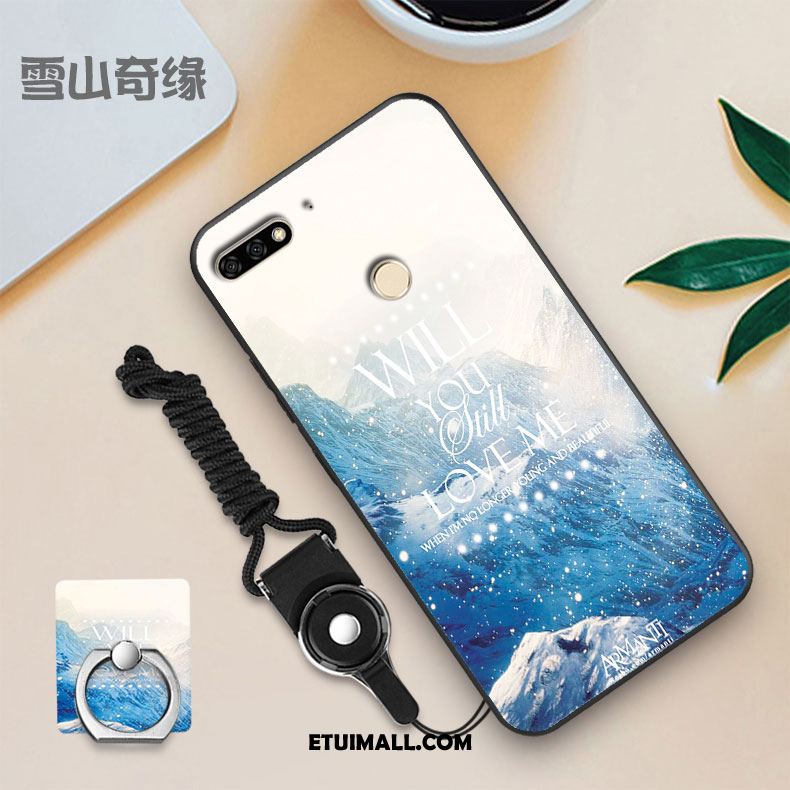 Etui Huawei Y7 2018 Szkło Hartowane Filmy Niebieski Osobowość Telefon Komórkowy Futerał Tanie