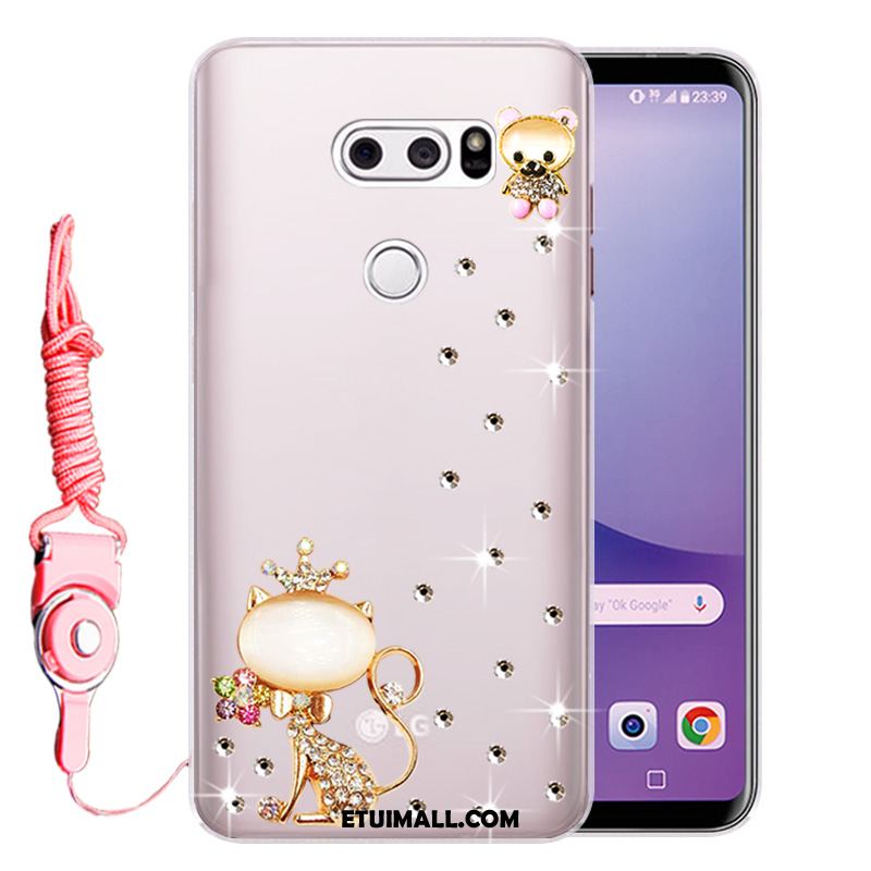 Etui Lg V30 Gorąco Silikonowe Rhinestone Anti-fall Złoto Futerał Sprzedam