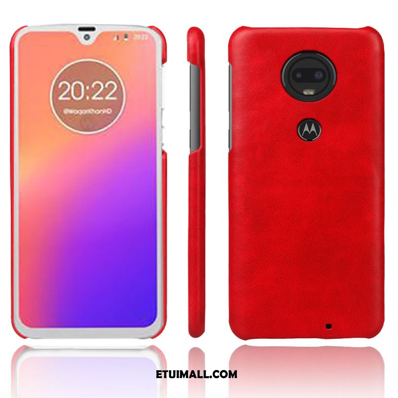 Etui Moto G7 Plus Ochraniacz Czerwony Telefon Komórkowy Anti-fall Prawdziwa Skóra Obudowa Sklep