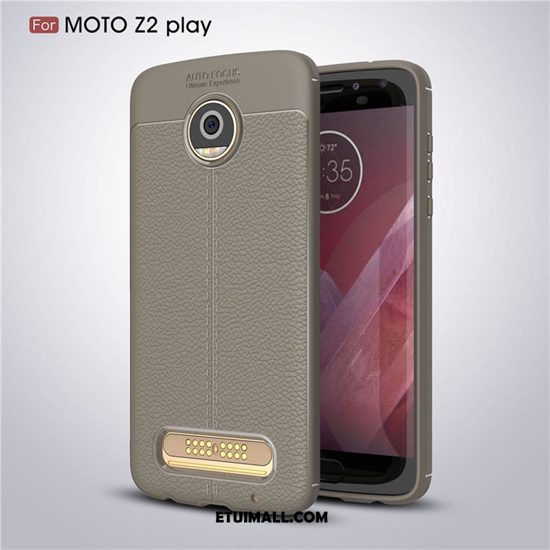 Etui Moto Z2 Play Anti-fall Szary Miękki Wzór Litchi Pokrowce Sprzedam