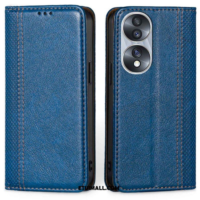 Etui Na Telefon do Honor 70 Etui Folio Skórzane Szwy Liczi